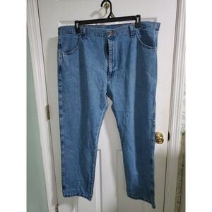 Rustler Mens Regular Fit Straight Leg Blue Denim Jeans 42x30  Medium Wash